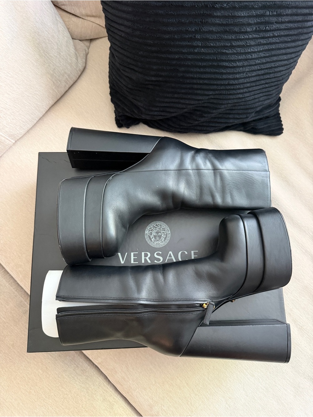 Versace T. 155 Black Calf Leather Booties